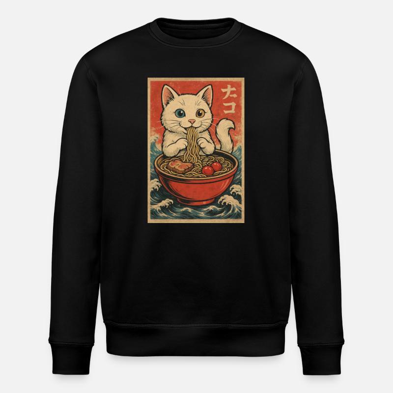 Cadres pour chat Ukiyo-E rétro - Sweat bio ROLLER Stanley/Stella Unisexe - noir