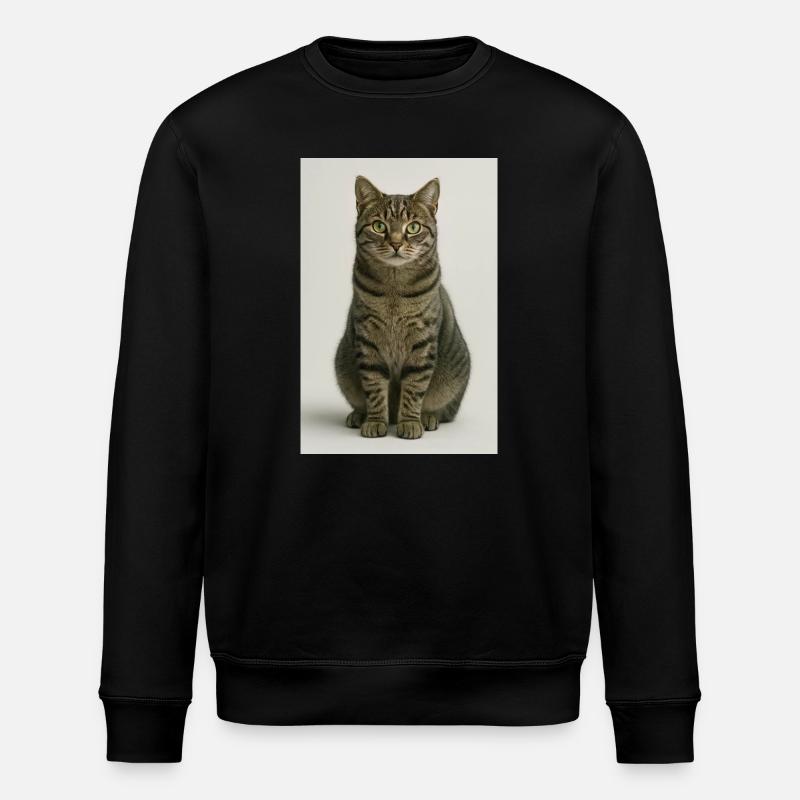 Sitzende getigerte Katzenporträt - Stanley/Stella Unisex Bio-Sweatshirt ROLLER - Schwarz