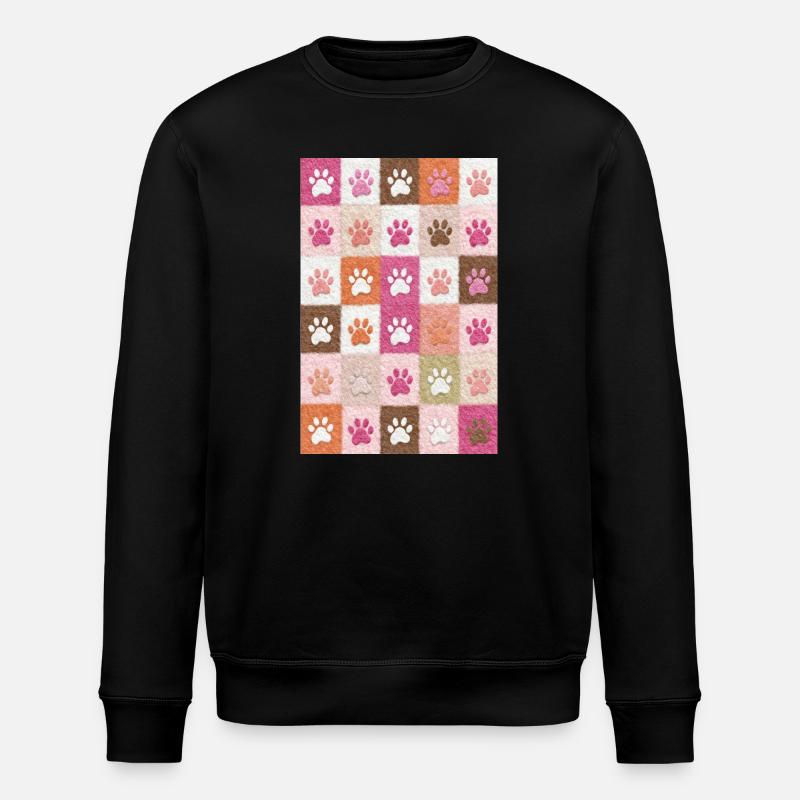 Pfotenabdruck-Patchwork-Plüschfelder - Stanley/Stella Unisex Bio-Sweatshirt ROLLER - Schwarz
