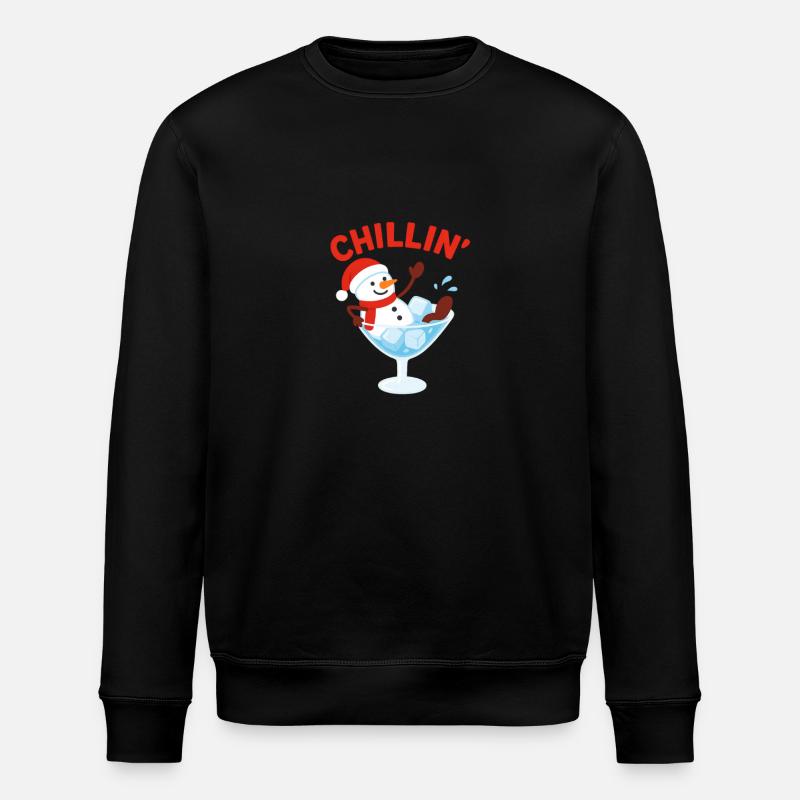 Chillin’ Snowman Cocktail Winter Design - Stanley/Stella Unisex Bio-Sweatshirt ROLLER - Schwarz