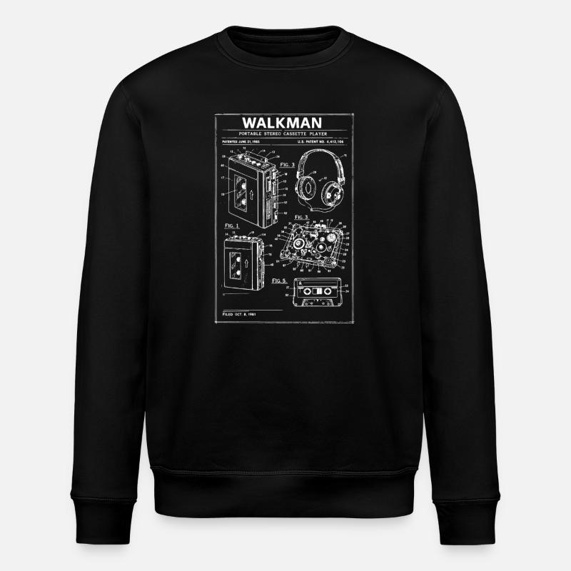 Walkman Blueprint Schematic - Stanley/Stella ROLLER Unisex Organic Sweatshirt - black