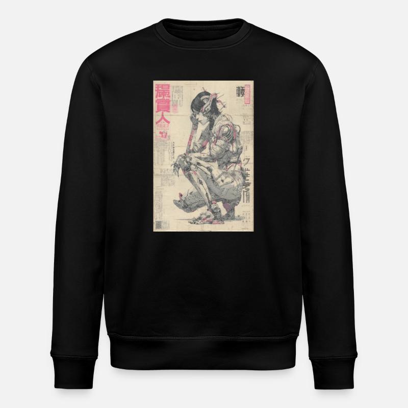 Imprimé néon Mecha Ukiyoe - Sweat bio ROLLER Stanley/Stella Unisexe - noir