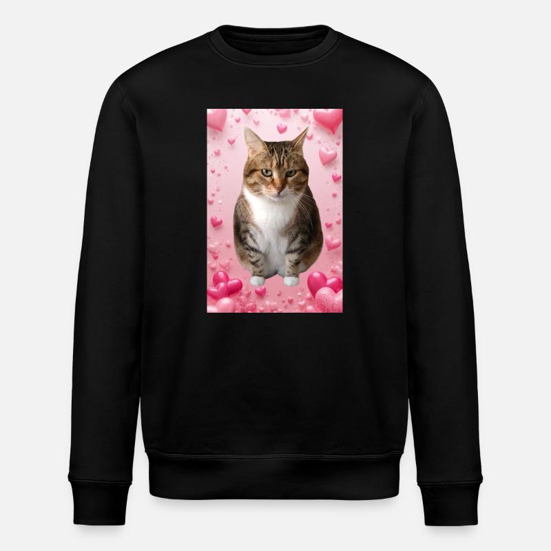 Missty-Katze mit Herzen - Stanley/Stella Unisex Bio-Sweatshirt ROLLER - Schwarz
