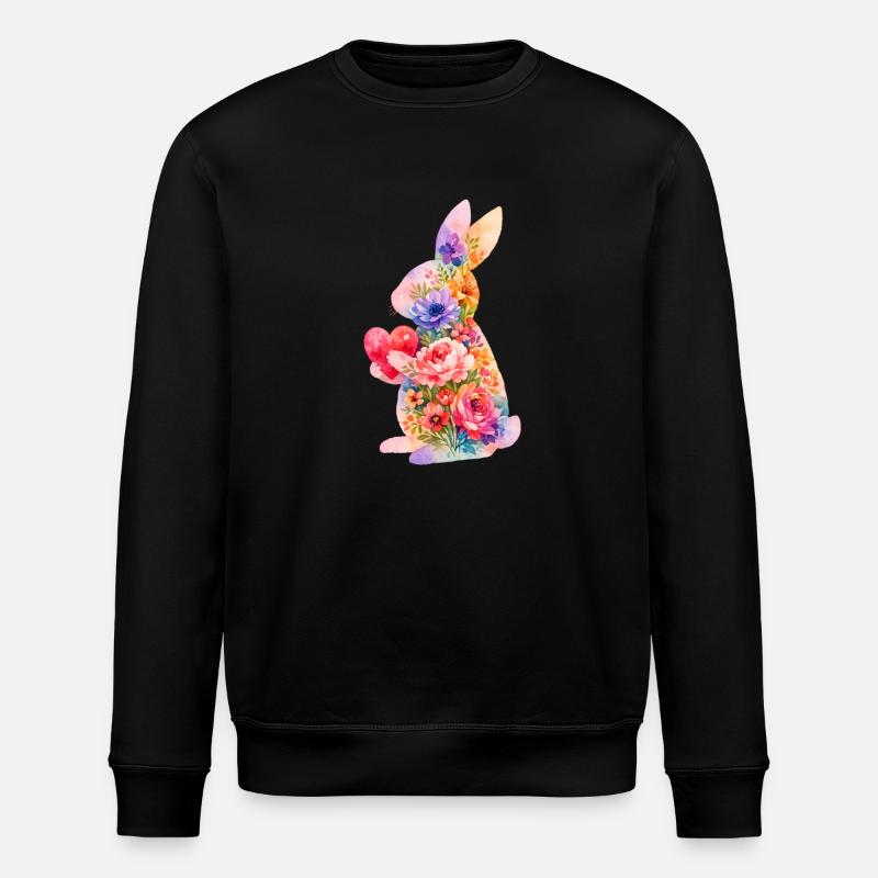 Hase Herz Niedlich - Stanley/Stella Unisex Bio-Sweatshirt ROLLER - Schwarz