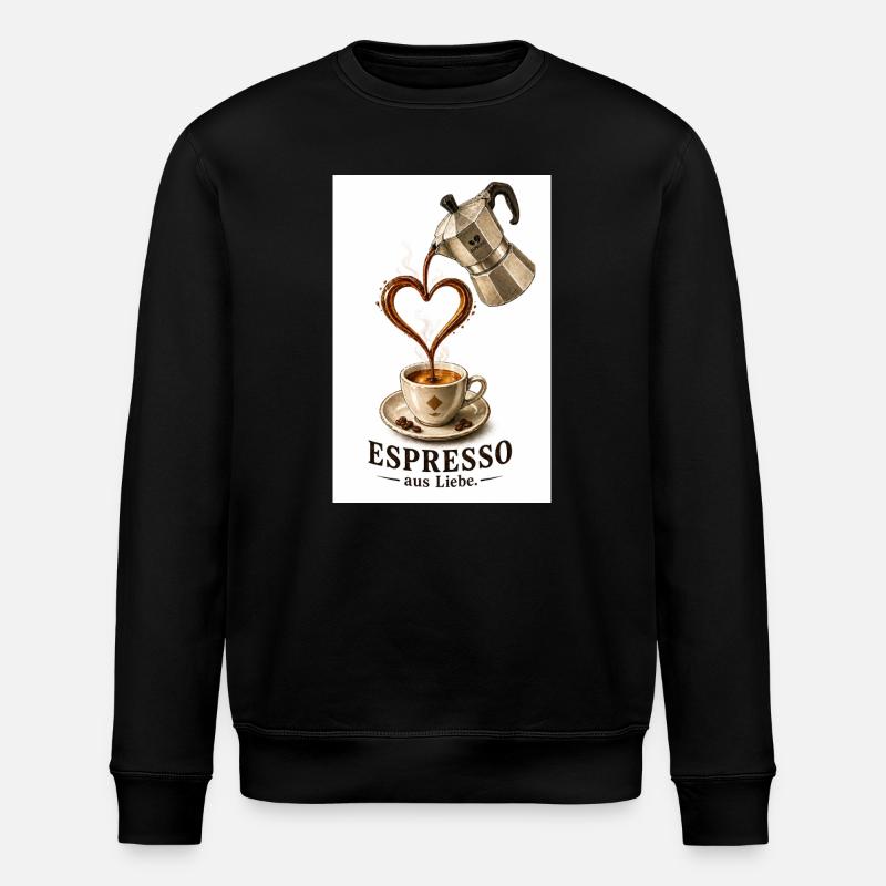 EspressoHerz aus Liebe - Stanley/Stella Unisex Bio-Sweatshirt ROLLER - Schwarz