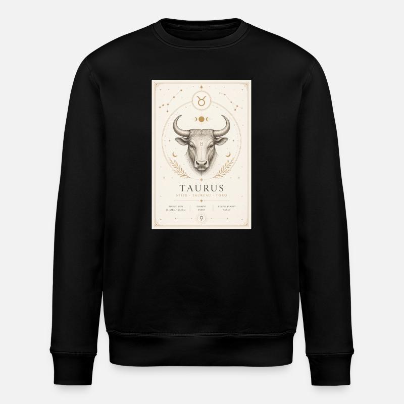 Stier Sternzeichen Kosmos-Illustration - Stanley/Stella Unisex Bio-Sweatshirt ROLLER - Schwarz
