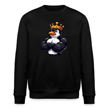 Muskulöser Pinguinkönig Fitness Workout - Stanley/Stella Unisex Bio-Sweatshirt ROLLER - Schwarz - Vorne - Nik (191cm)