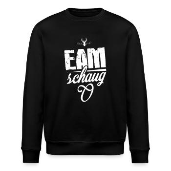 Eam schaug o! Bayrisch lustig! Bayern - Stanley/Stella Unisex Bio-Sweatshirt ROLLER - Schwarz - Vorne - Nik (191cm)