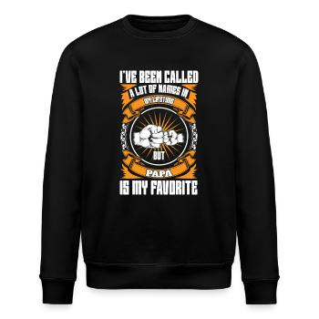 Papa Vater Sohn Geschenkidee Called A Lot Of Names - Stanley/Stella Unisex Bio-Sweatshirt ROLLER - Schwarz - Vorne - Nik (191cm)