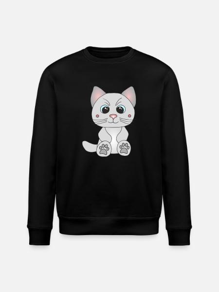 Süße graue Katze - Stanley/Stella Unisex Bio-Sweatshirt ROLLER - Schwarz