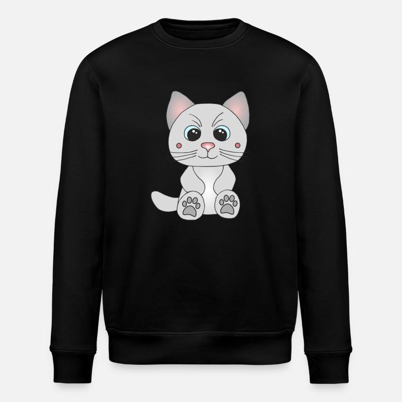 Süße graue Katze - Stanley/Stella Unisex Bio-Sweatshirt ROLLER - Schwarz