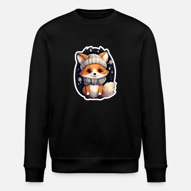 Fuchs in Winternacht - Stanley/Stella Unisex Bio-Sweatshirt ROLLER - Schwarz