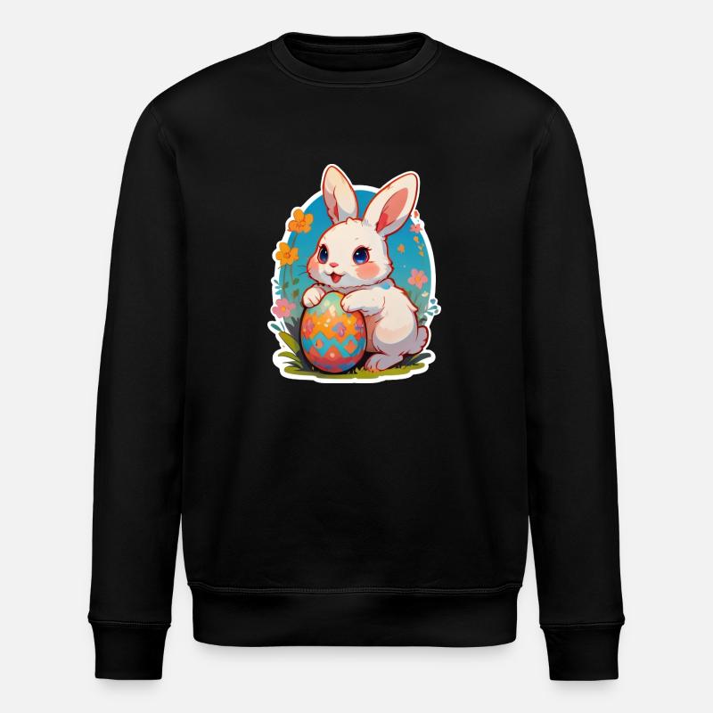 Easter bunny childlike with egg - Stanley/Stella ROLLER Unisex Organic Sweatshirt - black
