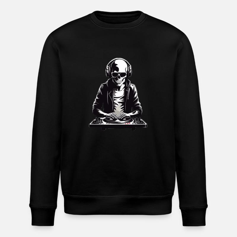 Skelleton DJ in b/w - Stanley/Stella ROLLER Unisex Organic Sweatshirt - black