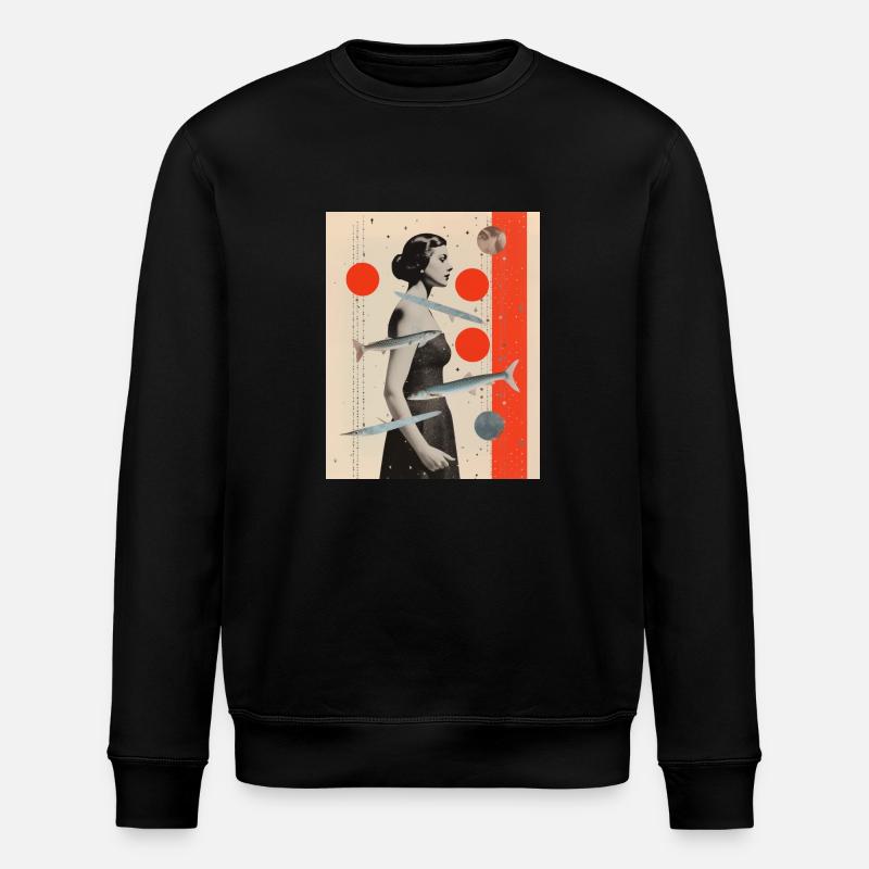 Pisces collage art astrology - Stanley/Stella ROLLER Unisex Organic Sweatshirt - black