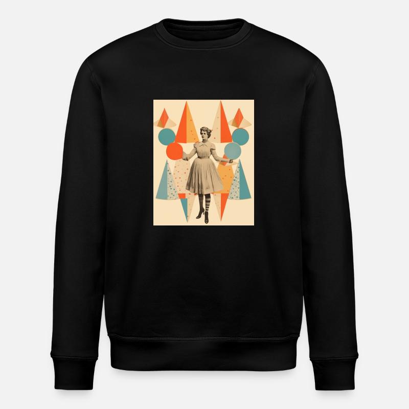 Zirkusdame Papiercollage - Stanley/Stella Unisex Bio-Sweatshirt ROLLER - Schwarz