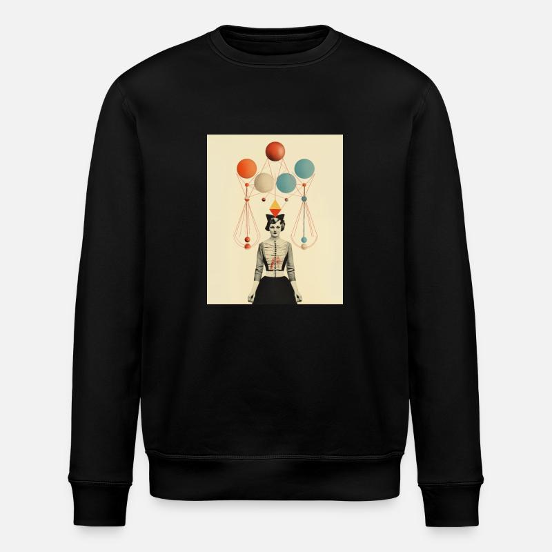 Thinking circus lady paper collage - Stanley/Stella ROLLER Unisex Organic Sweatshirt - black