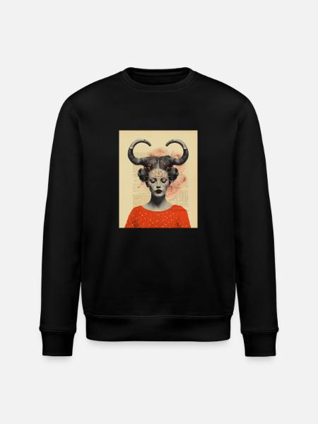 Steinbock Collage Kunst Astrologie - Stanley/Stella Unisex Bio-Sweatshirt ROLLER - Schwarz