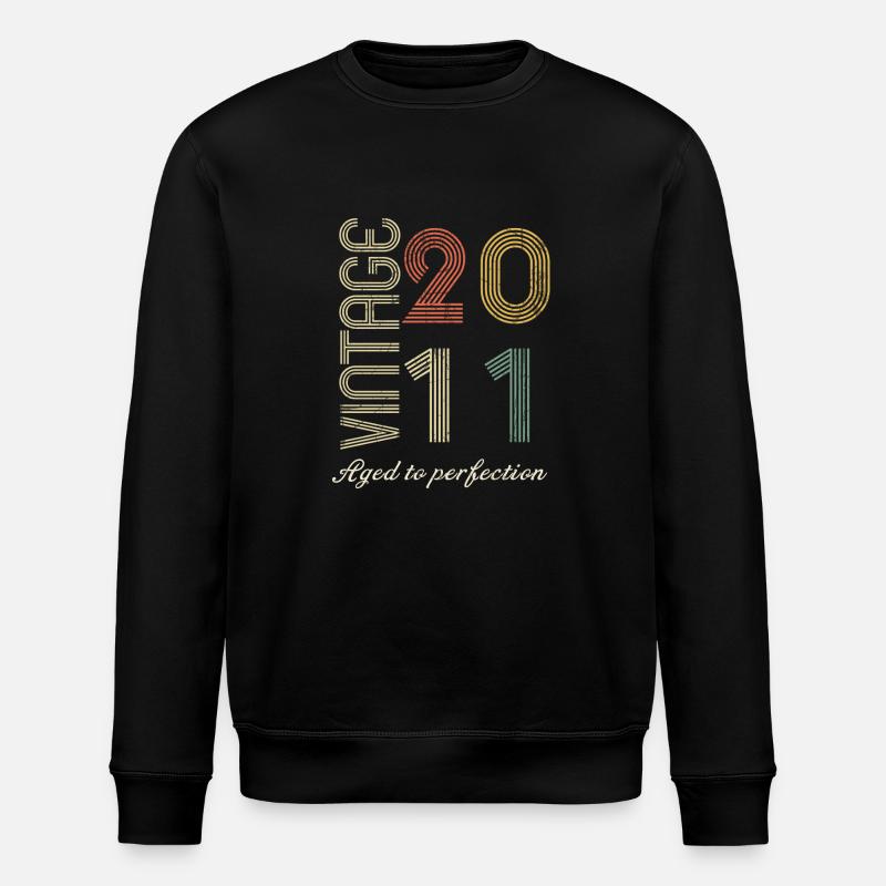 13th Birthday Gift - 2011 - Stanley/Stella ROLLER Unisex Organic Sweatshirt - black