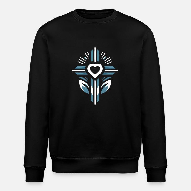 Kreuz mit Herz - Stanley/Stella Unisex Bio-Sweatshirt ROLLER - Schwarz