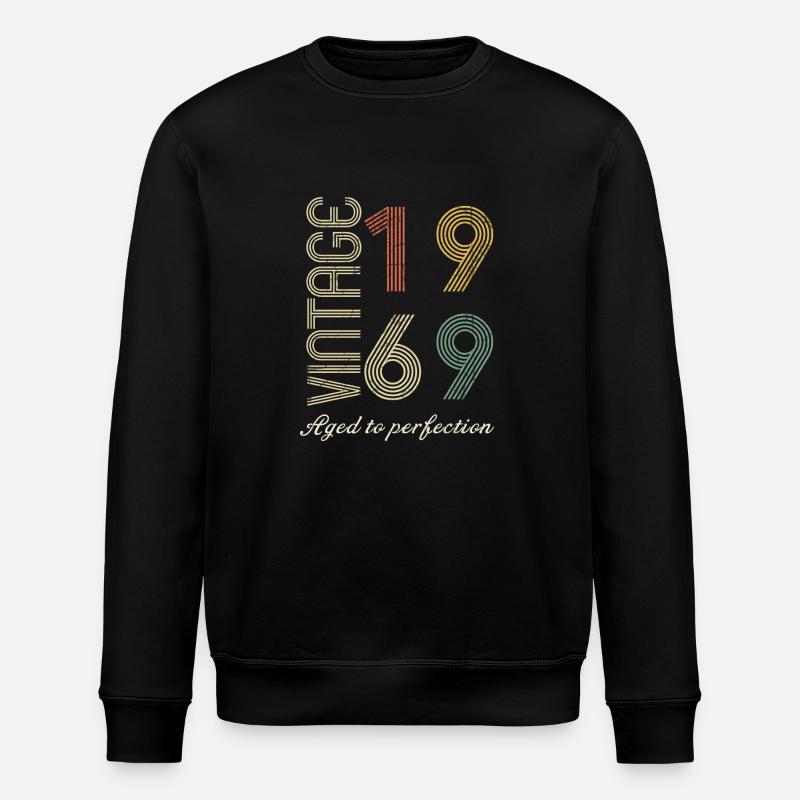 55th Anniversary Gift - 1969 - Stanley/Stella ROLLER Unisex Organic Sweatshirt - black