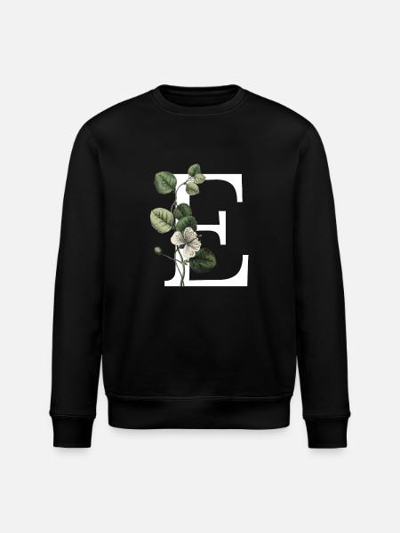 Green Botanical Letter E - Stanley/Stella ROLLER Unisex Organic Sweatshirt - black