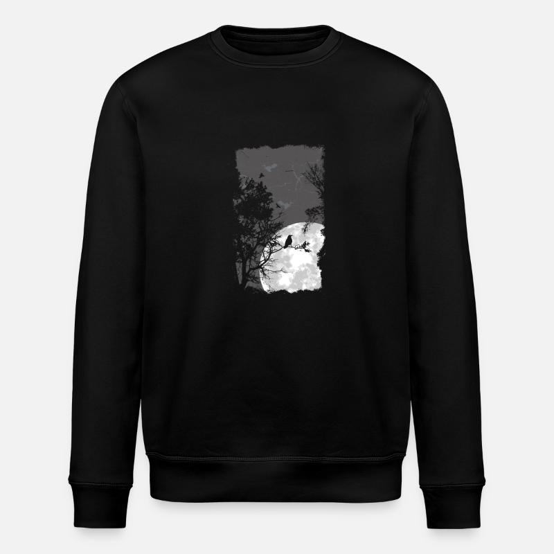 Full moon trees and birds - Stanley/Stella ROLLER Unisex Organic Sweatshirt - black