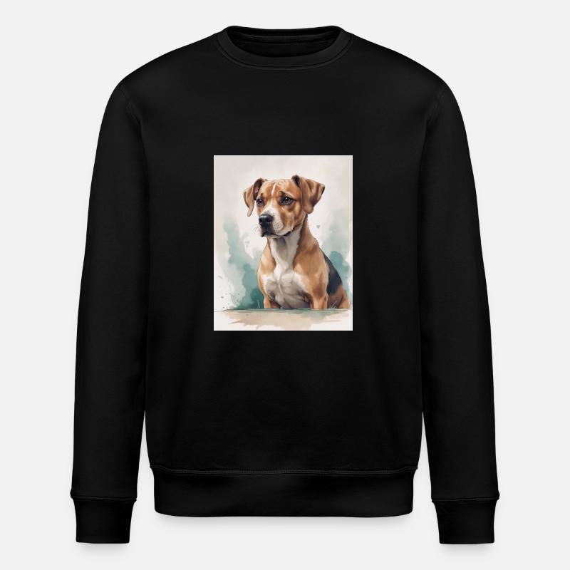 Chien Portrait Aquarelle - Sweat bio ROLLER Stanley/Stella Unisexe - noir
