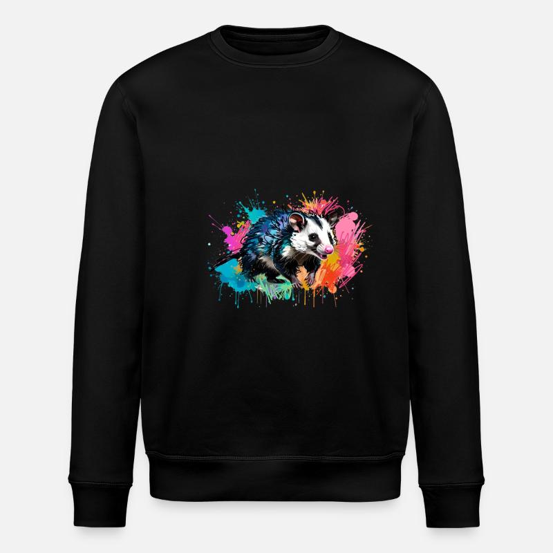 Opossum, ilustration,Beutelratte, bunt, Graffiti - Stanley/Stella Unisex Bio-Sweatshirt ROLLER - Schwarz