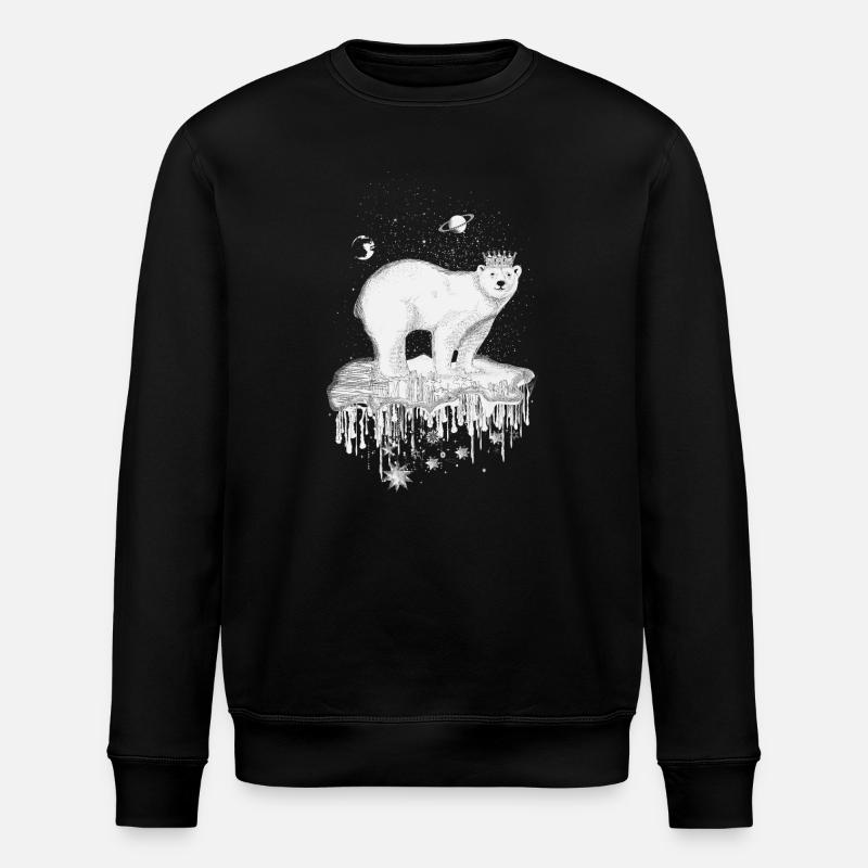 Eisbär mit Krone auf Eisscholle - Stanley/Stella Unisex Bio-Sweatshirt ROLLER - Schwarz