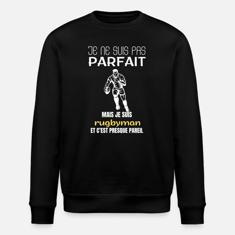 Rugbyspieler, ich bin nicht perfekt. - Stanley/Stella Unisex Bio-Sweatshirt ROLLER - Schwarz
