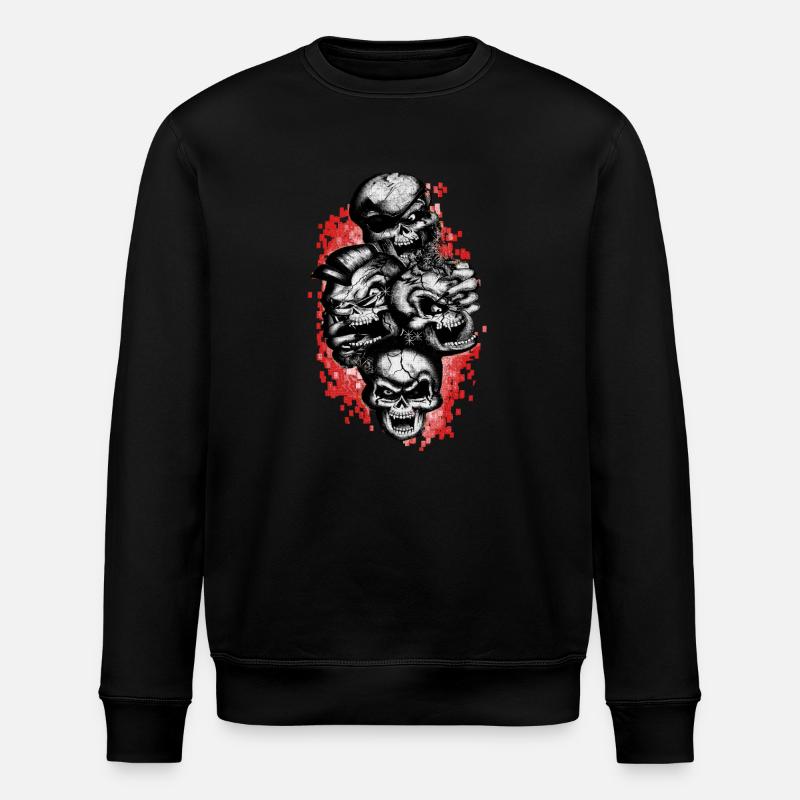 Crâne rouge - Sweat bio ROLLER Stanley/Stella Unisexe - noir