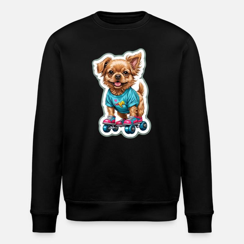 Hündchen auf Rollschuhen - Stanley/Stella Unisex Bio-Sweatshirt ROLLER - Schwarz
