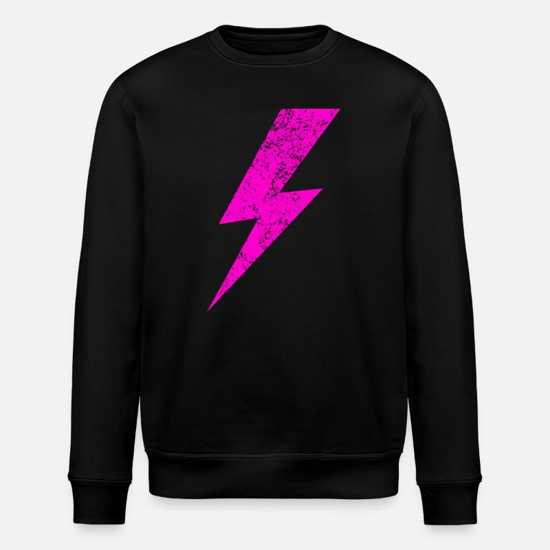 Leuchtender Pink Blitz Motiv - Stanley/Stella Unisex Bio-Sweatshirt ROLLER - Schwarz