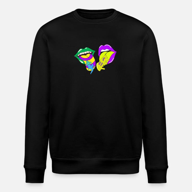 Psychedelische Lippen mit Säure und Pilzen - Stanley/Stella Unisex Bio-Sweatshirt ROLLER - Schwarz