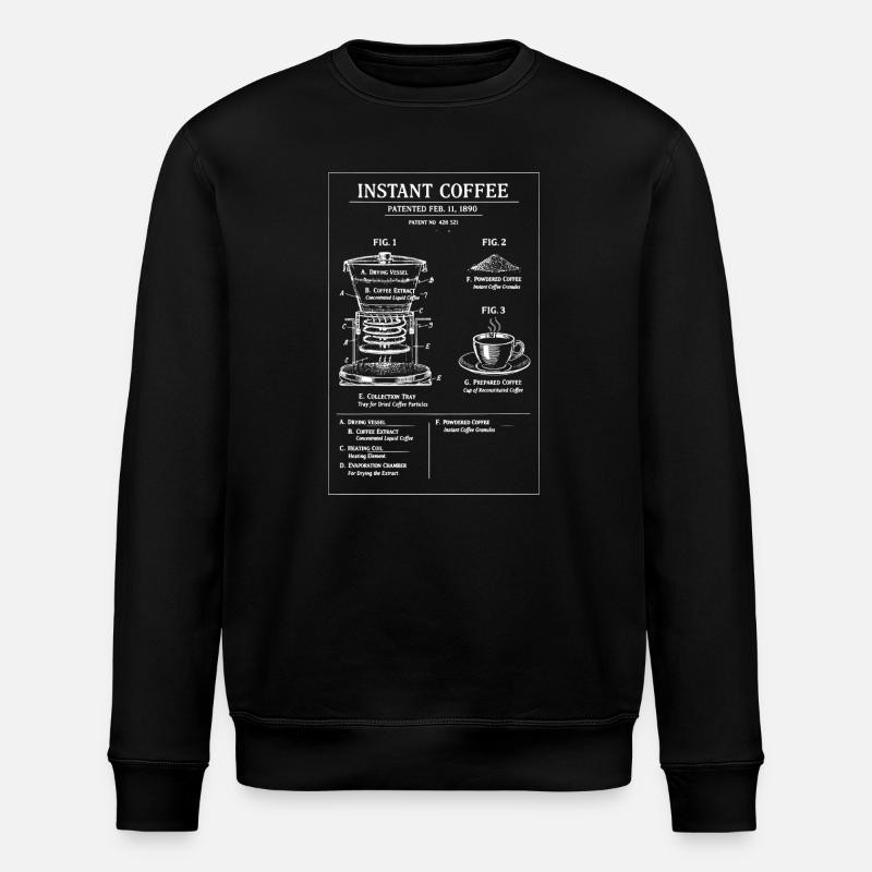 Instantkaffee-Blaupausen-Illustration - Stanley/Stella Unisex Bio-Sweatshirt ROLLER - Schwarz