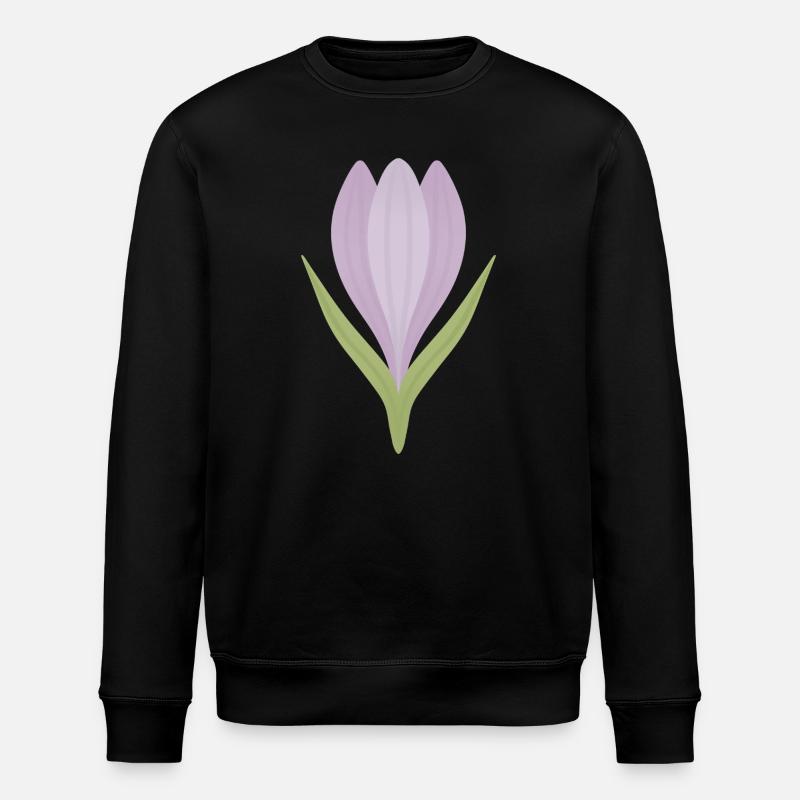 Lilac Crocus Bloom Illustration - Stanley/Stella ROLLER Unisex Organic Sweatshirt - black