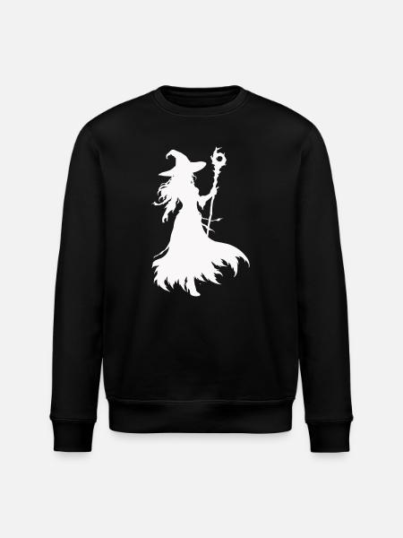 Hexen Silhouette mit Stab - Stanley/Stella Unisex Bio-Sweatshirt ROLLER - Schwarz