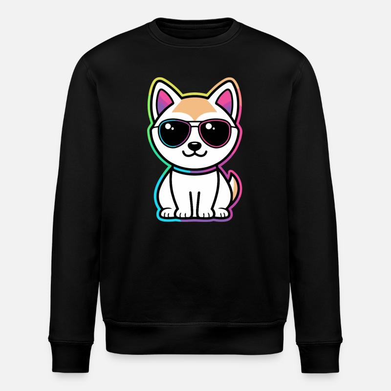 Chat Neon Lunettes Arc en ciel - Sweat bio ROLLER Stanley/Stella Unisexe - noir