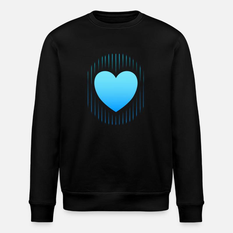 coeur bleu lignes bleues - Sweat bio ROLLER Stanley/Stella Unisexe - noir