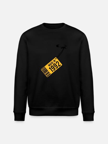 Birthday T-Shirt 1992 - Stanley/Stella ROLLER Unisex Organic Sweatshirt - black