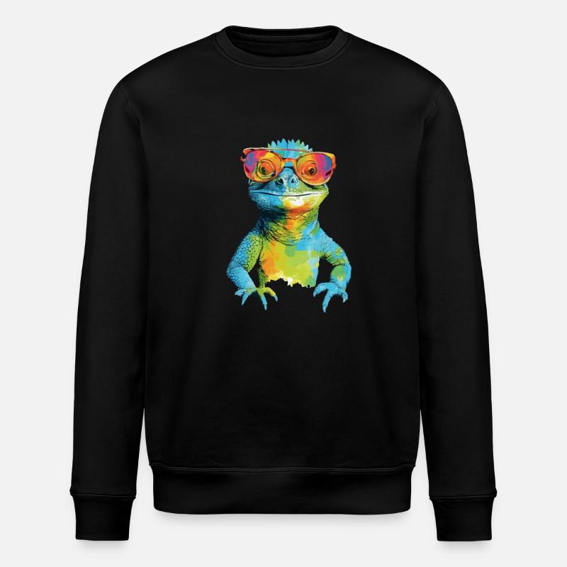 Geck die Brillenechse - Stanley/Stella Unisex Bio-Sweatshirt ROLLER - Schwarz