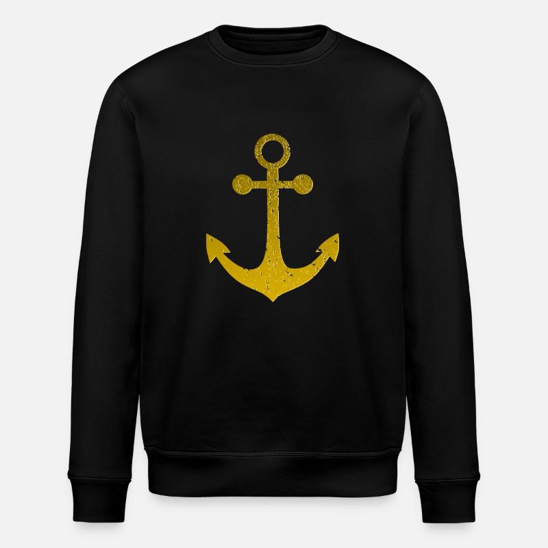 Gold anchor, relief effect - Stanley/Stella ROLLER Unisex Organic Sweatshirt - black