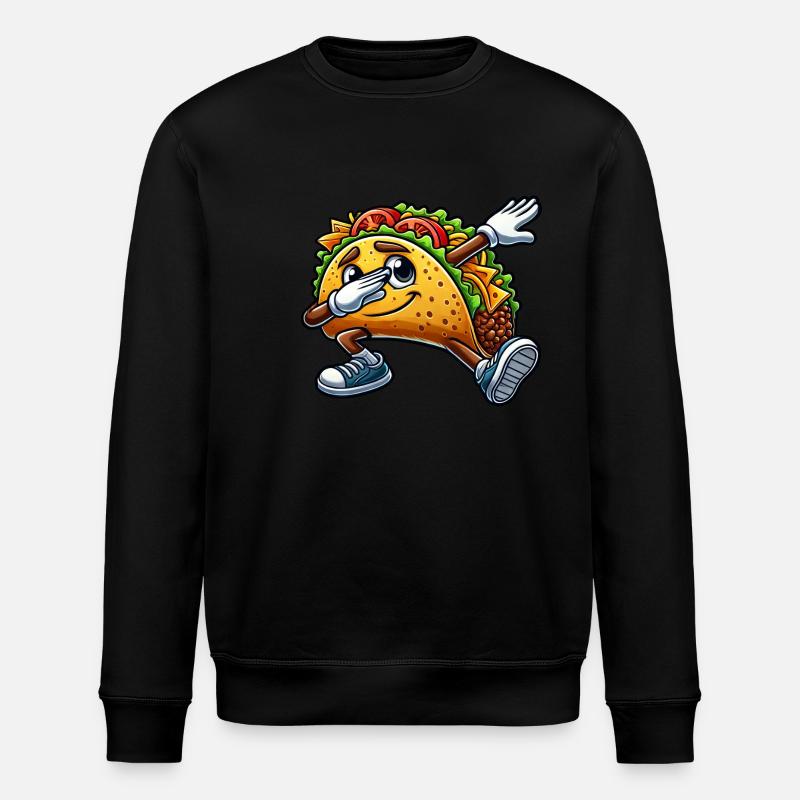 Cute Taco Cartoon Dabbing Dance - Stanley/Stella ROLLER Unisex Organic Sweatshirt - black