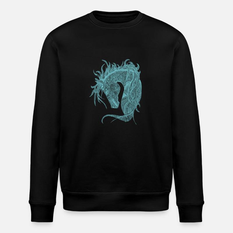 Pferde Kopf Zentangle Türkis - Stanley/Stella Unisex Bio-Sweatshirt ROLLER - Schwarz