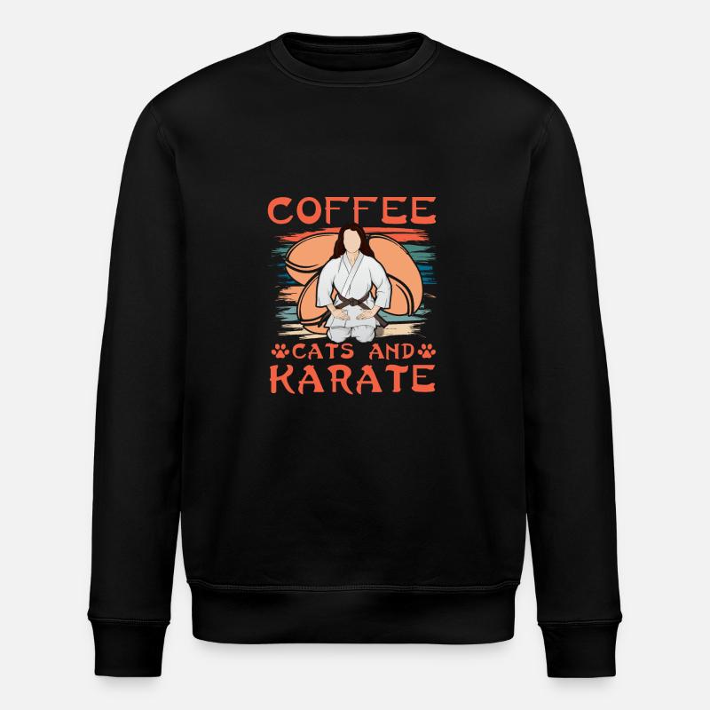 Coffee, Cats and Karate - Stanley/Stella ROLLER Unisex Organic Sweatshirt - black