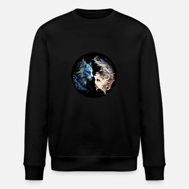 Yin Yang Katzen - Stanley/Stella Unisex Bio-Sweatshirt ROLLER - Schwarz