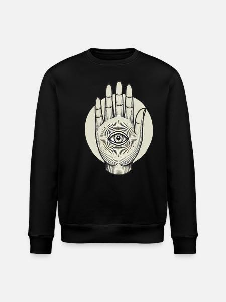 Eye in Hand Mystical Illustration - Stanley/Stella ROLLER Unisex Organic Sweatshirt - black