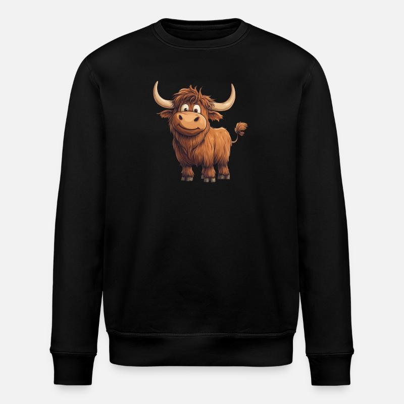 Bovins écossais des Highlands - Sweat bio ROLLER Stanley/Stella Unisexe - noir
