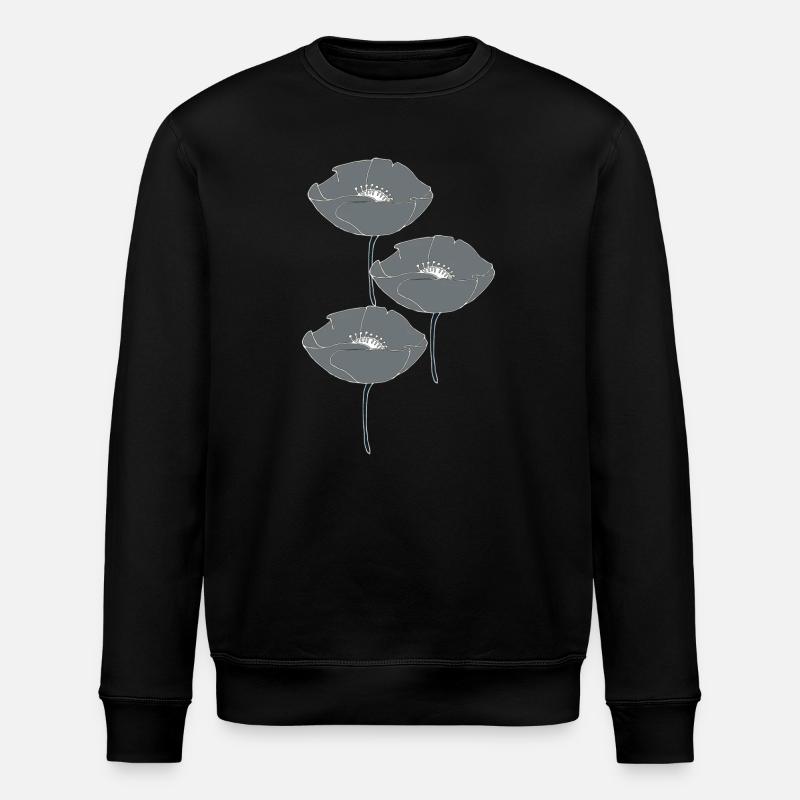 mohnblumen grau - Stanley/Stella Unisex Bio-Sweatshirt ROLLER - Schwarz